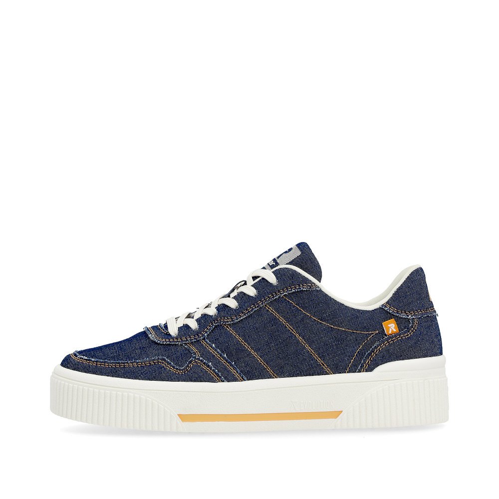 Blue Rieker women´s low-top sneakers W0706-14 with a durable sole. Outside of the shoe.